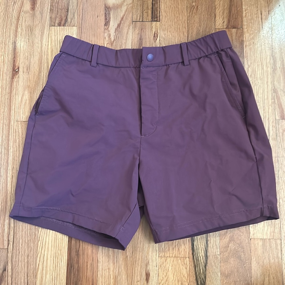 Size small, plum colored, nylon near bottom brand shorts